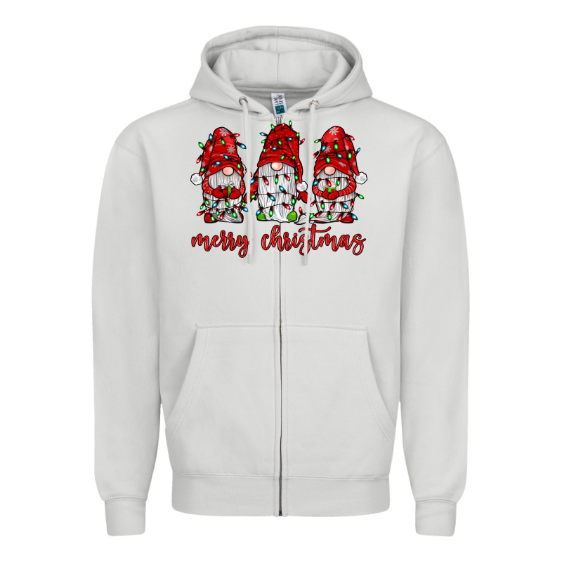 Merry Christmas Gnome With Christmas Lights Zipper Hoodie by JahusDesignShop | Teevron