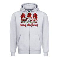 Heather Grey merry christmas gnome with christmas lights Zipper Hoodie - JahusDesignShop