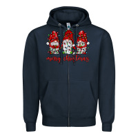 Navy merry christmas gnome with christmas lights Zipper Hoodie - JahusDesignShop