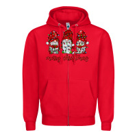 Red merry christmas gnome with christmas lights Zipper Hoodie - JahusDesignShop