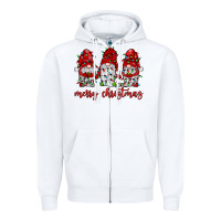 White merry christmas gnome with christmas lights Zipper Hoodie - JahusDesignShop