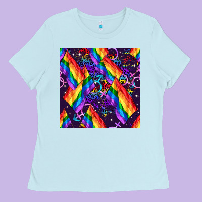 Lgbt Flag Seamless Pattern Ladies Tee Designed By Fadigitalartstudio