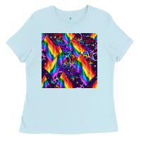 Baby Blue lgbt flag seamless pattern Ladies Tee - FaDigitalArtStudio