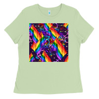 Matcha lgbt flag seamless pattern Ladies Tee - FaDigitalArtStudio