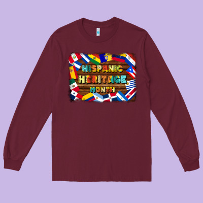 Hispanic Heritage Flags Long Sleeve Tee Designed By Bundleandbundleshop