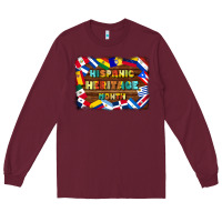 Burgundy hispanic heritage flags Long Sleeve Tee - BundleAndBundleShop
