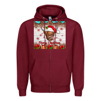 Burgundy merry christmas cow Zipper Hoodie - JahusDesignShop