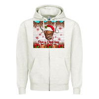 Oatmeal Heather merry christmas cow Zipper Hoodie - JahusDesignShop