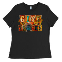 Black Give Thanks Thanksgiving Ladies Tee - FaDigitalArtStudio
