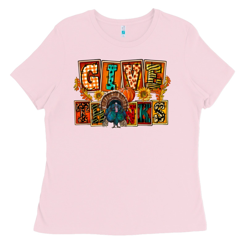 Give Thanks Thanksgiving Ladies Tee by FaDigitalArtStudio | Teevron