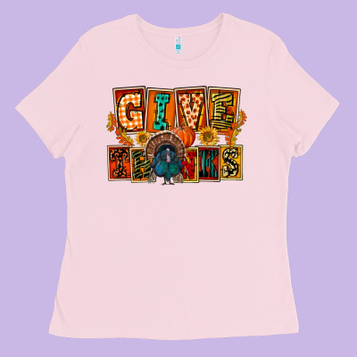 Give Thanks Thanksgiving Ladies Tee Designed By Fadigitalartstudio