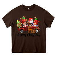 Chocolate Brown merry christmas truck gnomies Heavy Core Tee - CowGirlArtShop