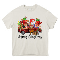 Cream merry christmas truck gnomies Heavy Core Tee - CowGirlArtShop