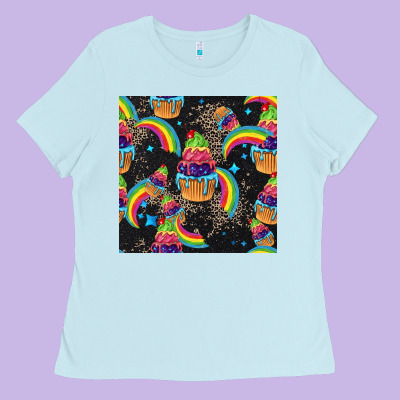 Pride Cupcake Seamless Pattern Ladies Tee Designed By Fadigitalartstudio