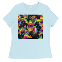 Baby Blue pride cupcake seamless pattern Ladies Tee - FaDigitalArtStudio