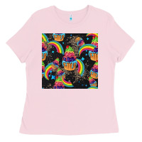 Bubblegum Pink pride cupcake seamless pattern Ladies Tee - FaDigitalArtStudio