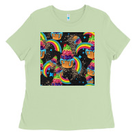 Matcha pride cupcake seamless pattern Ladies Tee - FaDigitalArtStudio