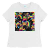 White pride cupcake seamless pattern Ladies Tee - FaDigitalArtStudio
