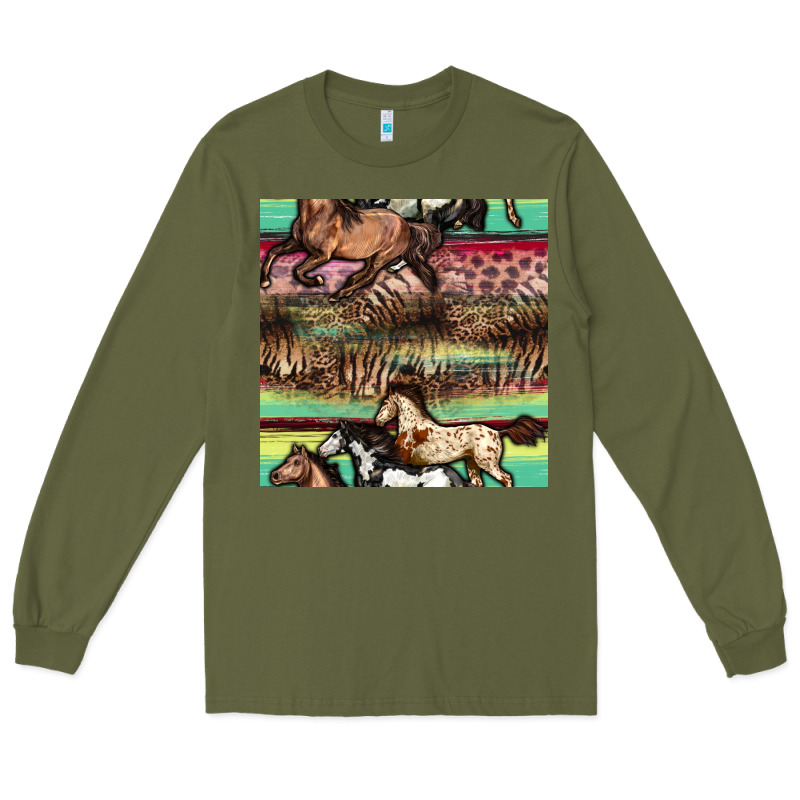 Horses Seamless Pattern Long Sleeve Tee by BundleAndBundleShop | Teevron