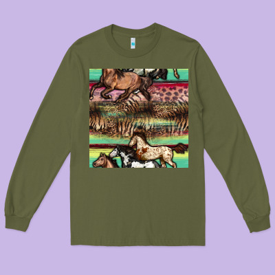 Horses Seamless Pattern Long Sleeve Tee Designed By Bundleandbundleshop