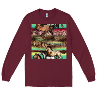 Burgundy horses seamless pattern Long Sleeve Tee - BundleAndBundleShop