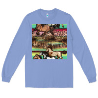 Colony Blue horses seamless pattern Long Sleeve Tee - BundleAndBundleShop