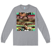 Heather Grey horses seamless pattern Long Sleeve Tee - BundleAndBundleShop