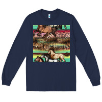Navy horses seamless pattern Long Sleeve Tee - BundleAndBundleShop
