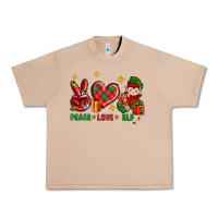 Burro Peace Love Elf Christmas Urban Heavy Tee - BundleAndBundleShop