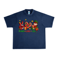 Navy Peace Love Elf Christmas Urban Heavy Tee - BundleAndBundleShop