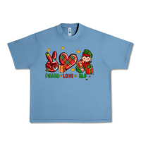 Pebble Blue Peace Love Elf Christmas Urban Heavy Tee - BundleAndBundleShop