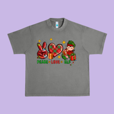 Peace Love Elf Christmas Urban Heavy Tee Designed By Bundleandbundleshop