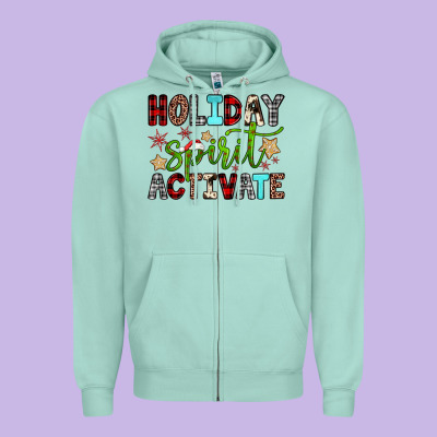 Holiday Spirit Activate Zipper Hoodie Designed By Jahusdesignshop