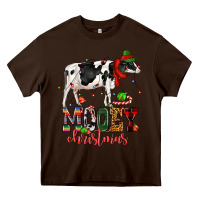 Chocolate Brown mooey christmas cow Heavy Core Tee - CowGirlArtShop