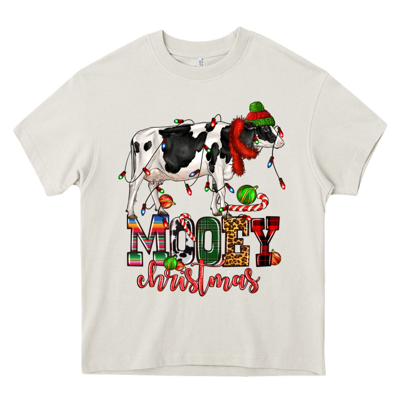 Mooey Christmas Cow Heavy Core Tee by CowGirlArtShop | Teevron