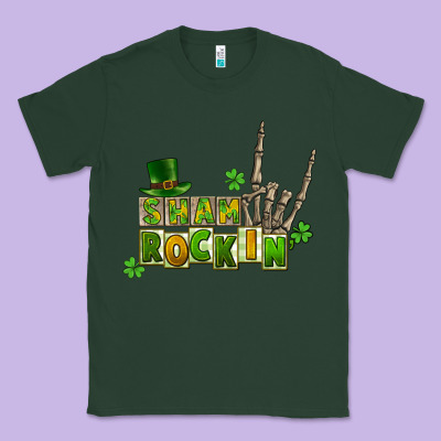 Sham Rockin Skeleton Hand St. Patrick's Classic Tee Designed By Cowgirlartshop
