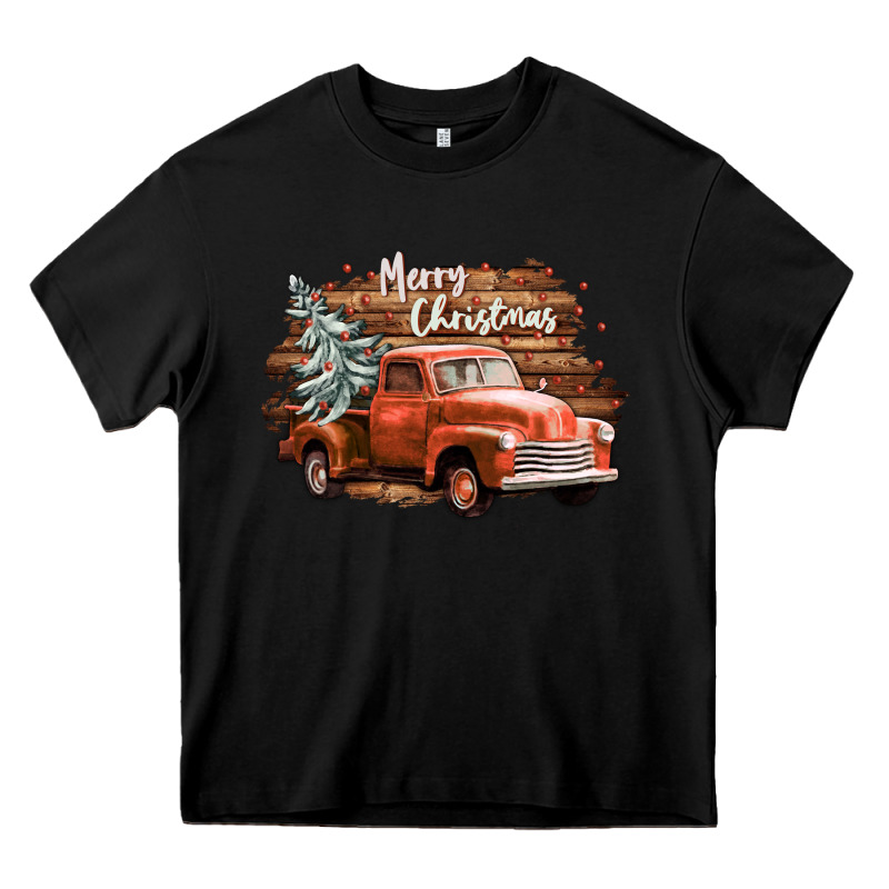Merry Christmas Truck Heavy Core Tee by CowGirlArtShop | Teevron