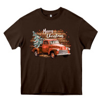 Chocolate Brown merry christmas truck Heavy Core Tee - CowGirlArtShop