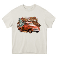 Cream merry christmas truck Heavy Core Tee - CowGirlArtShop