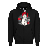 Black grey christmas snowman Zipper Hoodie - JahusDesignShop