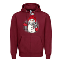 Burgundy grey christmas snowman Zipper Hoodie - JahusDesignShop