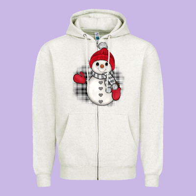 Grey Christmas Snowman Zipper Hoodie Designed By Jahusdesignshop