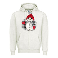 Oatmeal Heather grey christmas snowman Zipper Hoodie - JahusDesignShop