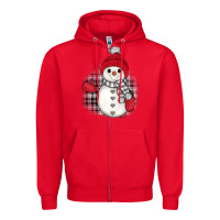 Red grey christmas snowman Zipper Hoodie - JahusDesignShop