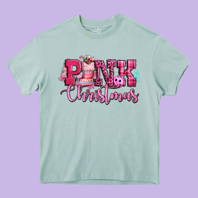 Pink Christmas Heavy Core Tee Designed By Cowgirlartshop