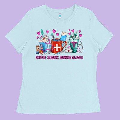 Coffee Nurse Repeat Nurse Coffee Cups Ladies Tee Designed By Fadigitalartstudio