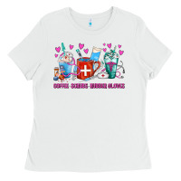 White Coffee Nurse Repeat Nurse Coffee Cups Ladies Tee - FaDigitalArtStudio