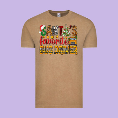 Santa's Favorite Bus Driver Vintage Tee Designed By Bundleandbundleshop