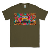 Army Green school bus leopard gemstone license plate Classic Tee - Artiststas