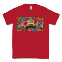 Red school bus leopard gemstone license plate Classic Tee - Artiststas